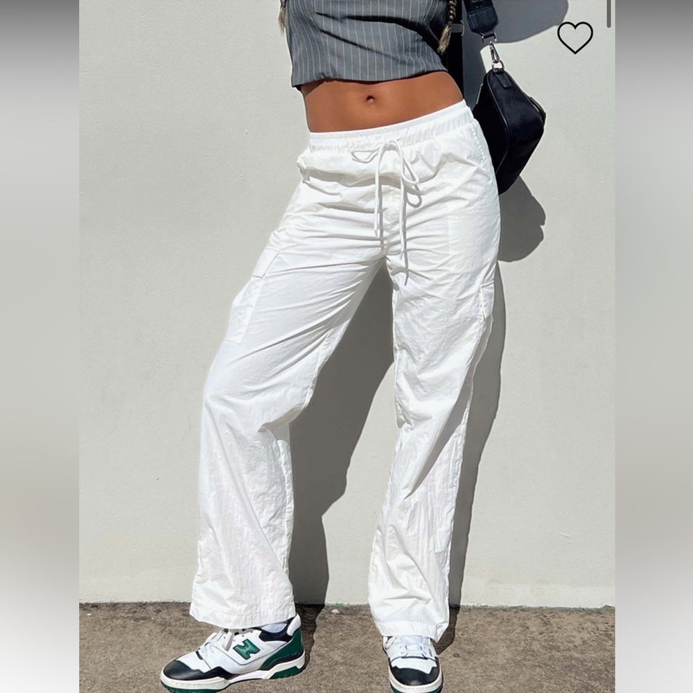 princess polly flossie parachute pants white